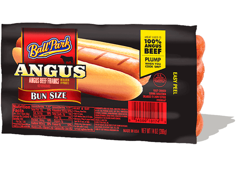 Ball Park Bun Size Angus Beef Hot Dogs