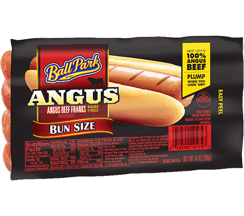 Ball Park Bun Size Angus Beef Hot Dogs